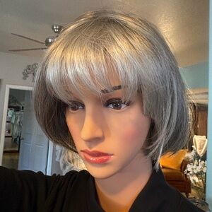 Silver and dark brown women’s wig